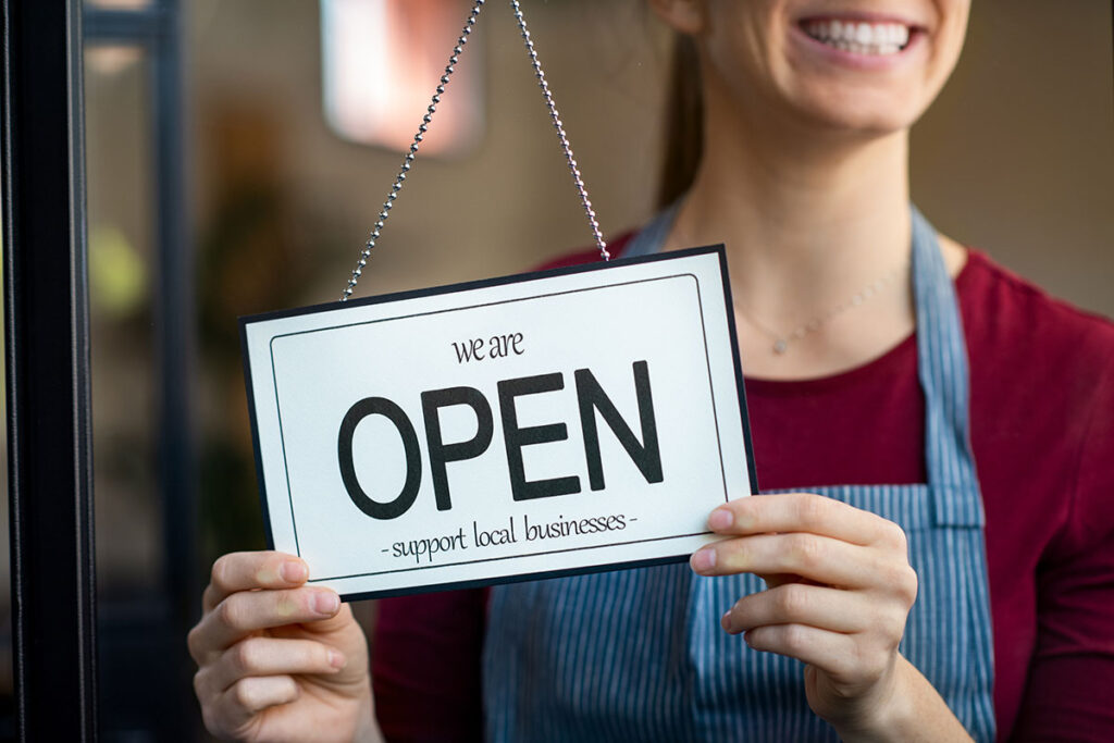 local business shop open sign