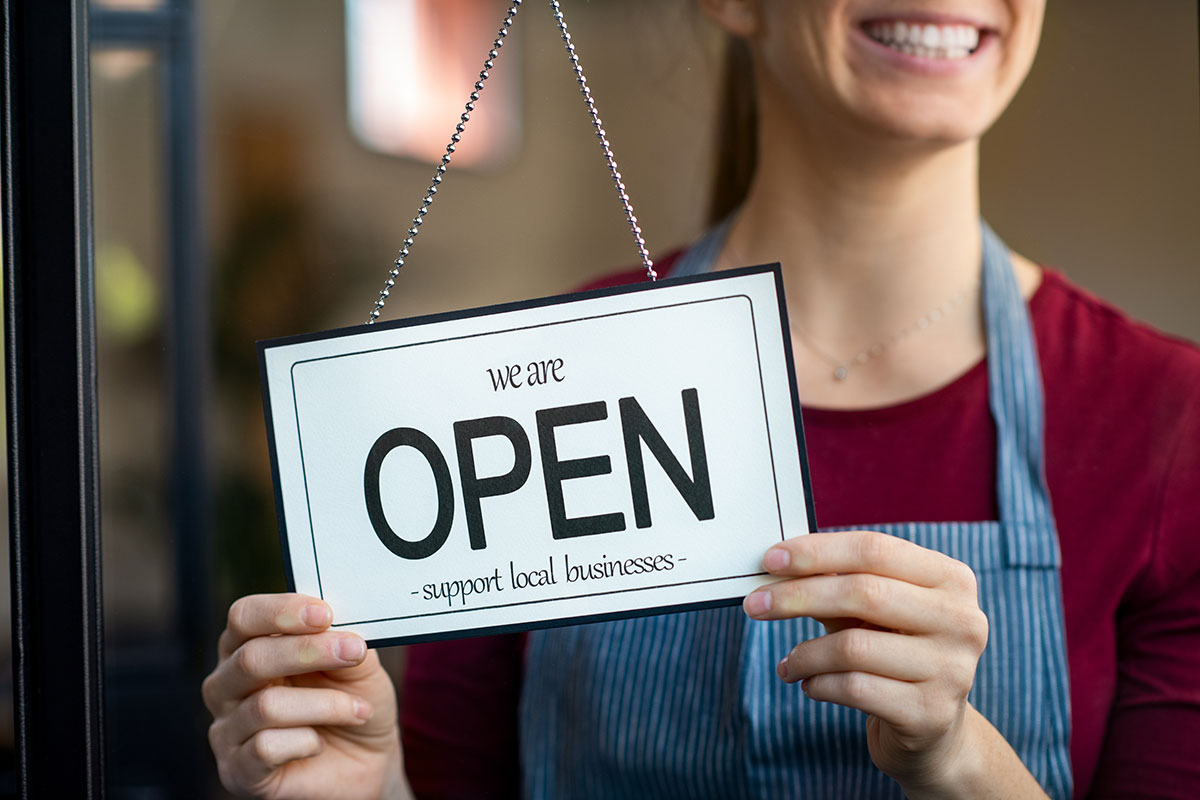 local business shop open sign